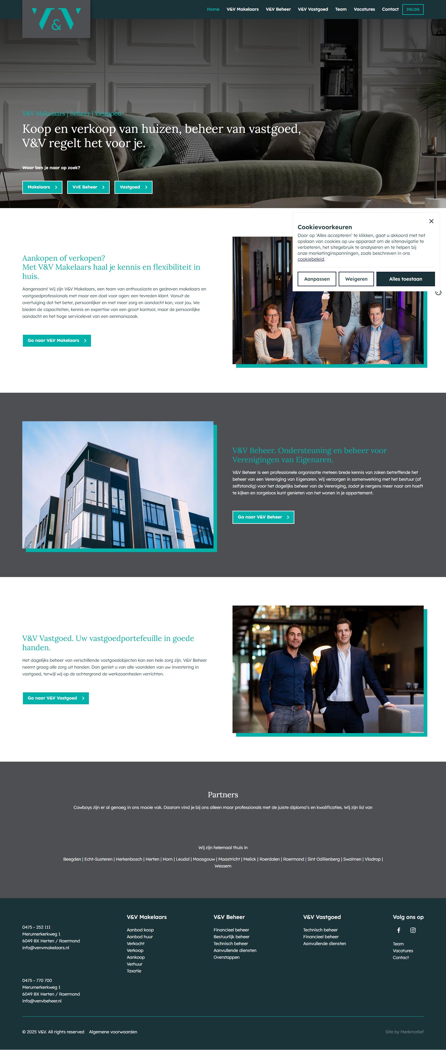Screenshot van de website van www.venvbeheer.nl