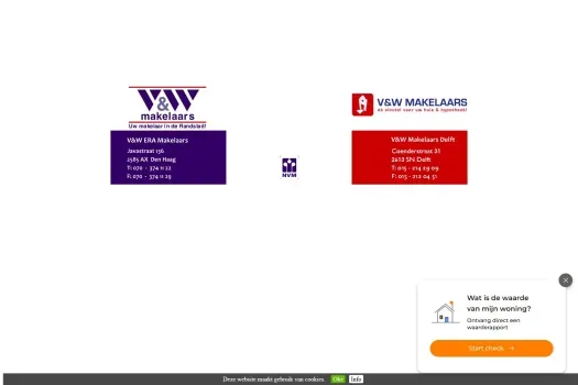 Screenshot van de website van www.vwmakelaars.nl