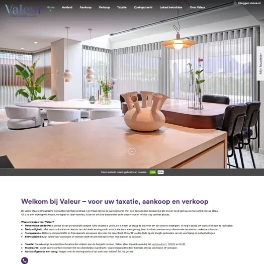 Screenshot van de website van www.valeurmakelaardij.nl