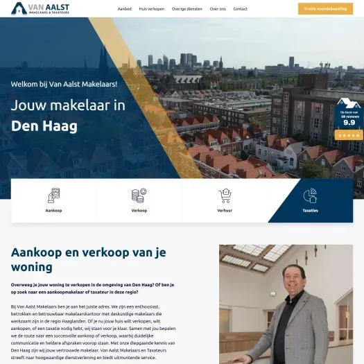 Screenshot van de website van www.vanaalstmakelaars.nl