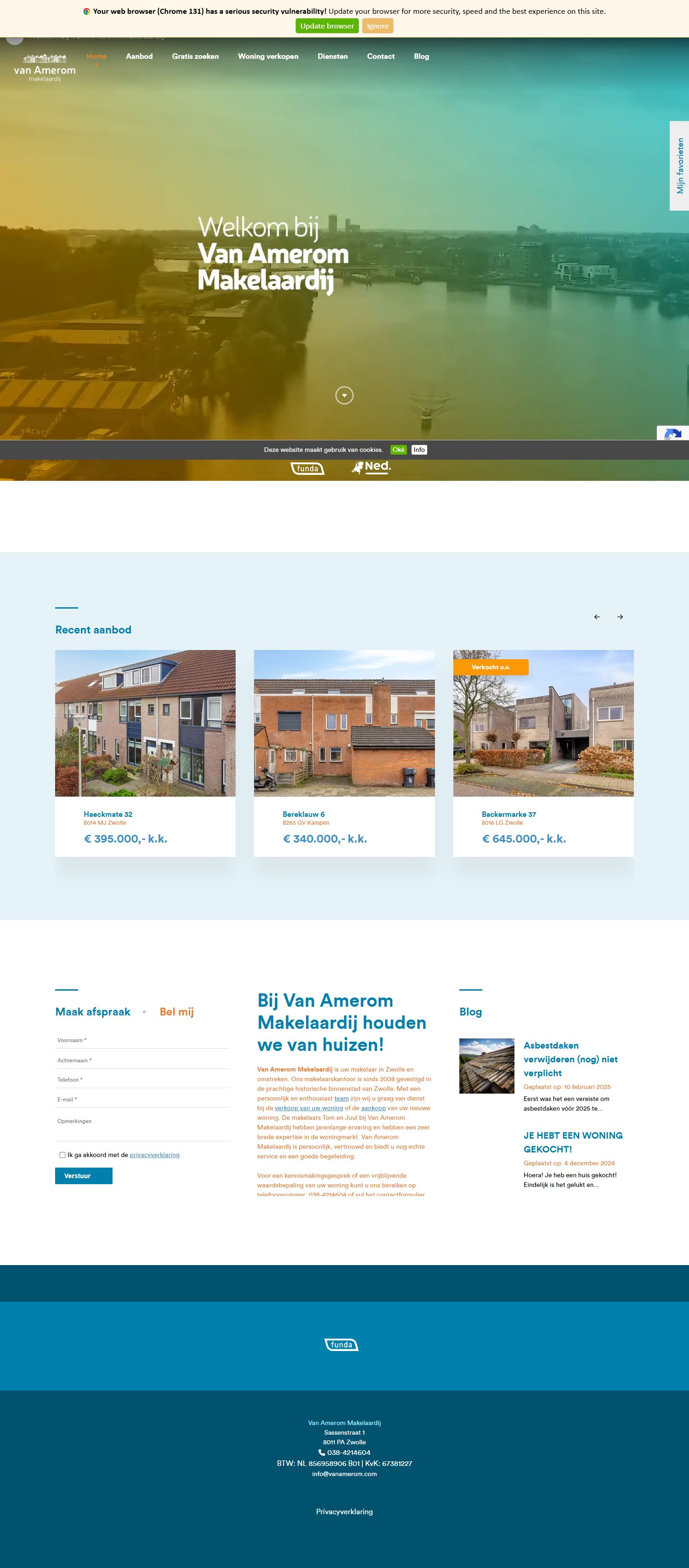 Screenshot of the website of www.vanamerom.com