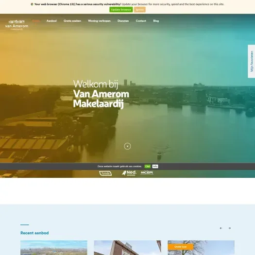 Screenshot van de website van www.vanamerom.com