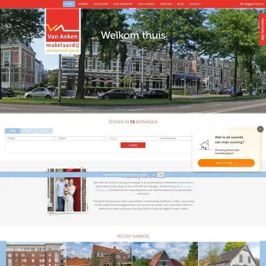 Screenshot van de website van www.vananken.nl