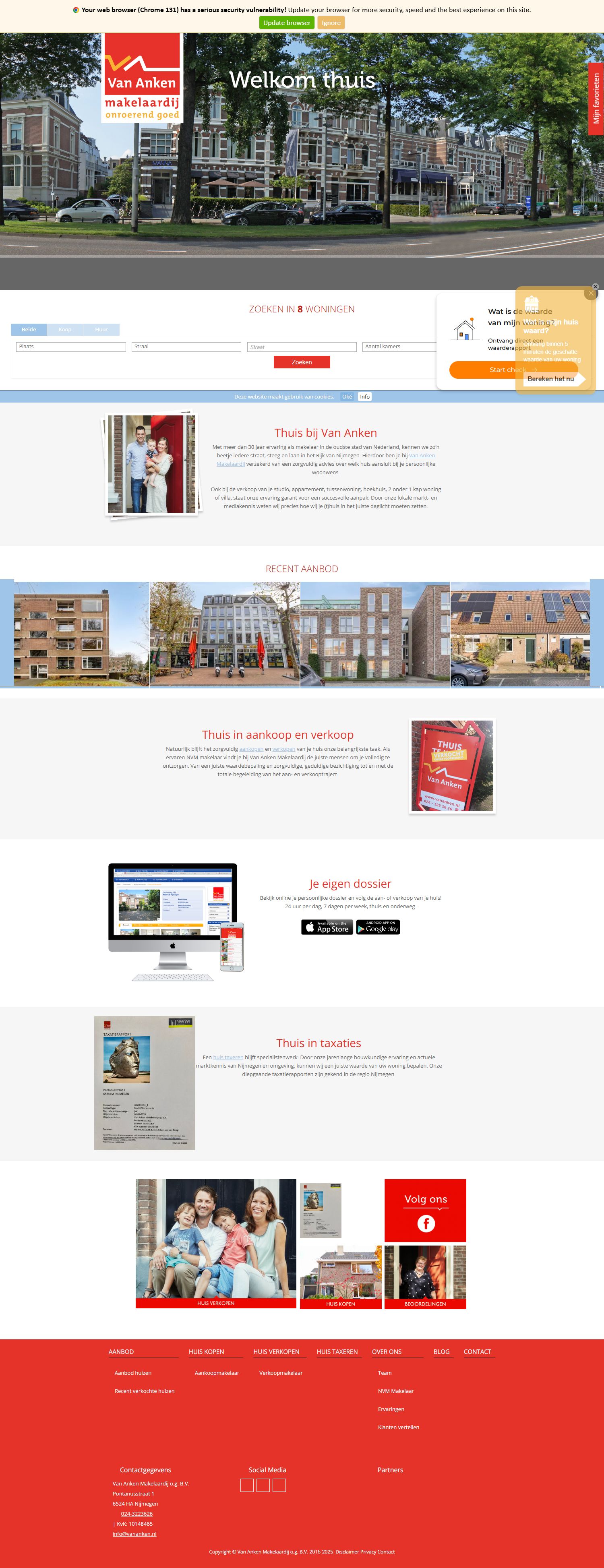 Screenshot der Website von www.vananken.nl