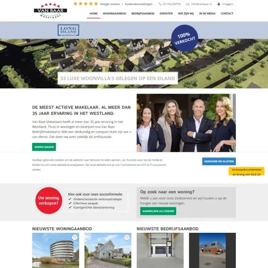 Screenshot van de website van www.vanbaar.nl