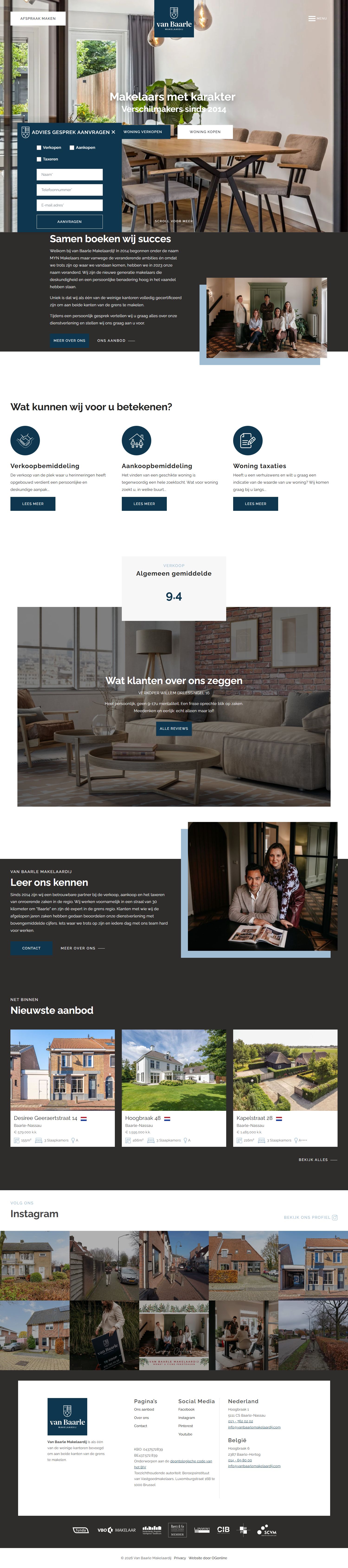 Capture d'écran du site web de www.vanbaarlemakelaardij.com