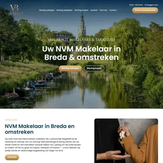 Screenshot van de website van www.vanbragtmakelaars.nl