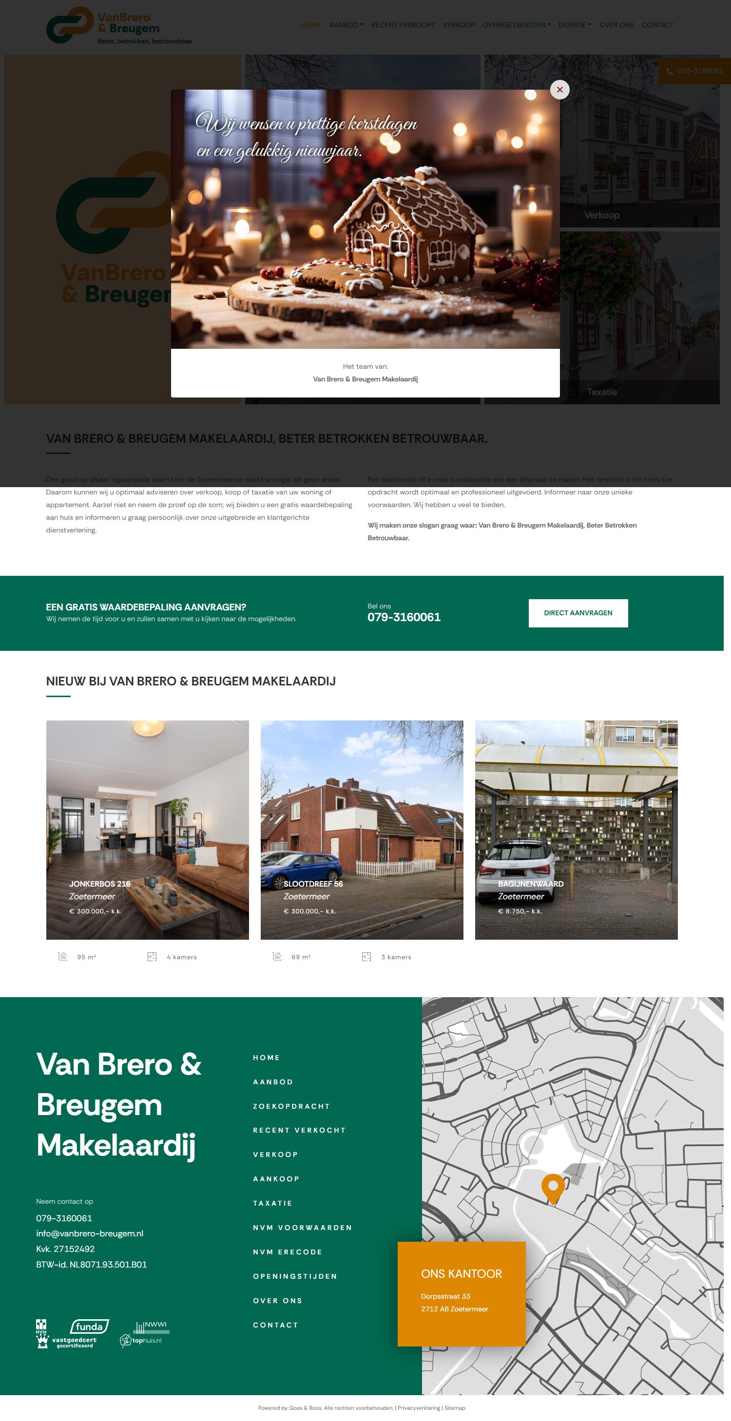 Screenshot van de website van www.vanbrero-breugem.nl