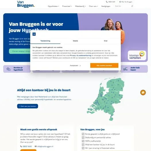 Screenshot of the website of www.vanbruggen.nl