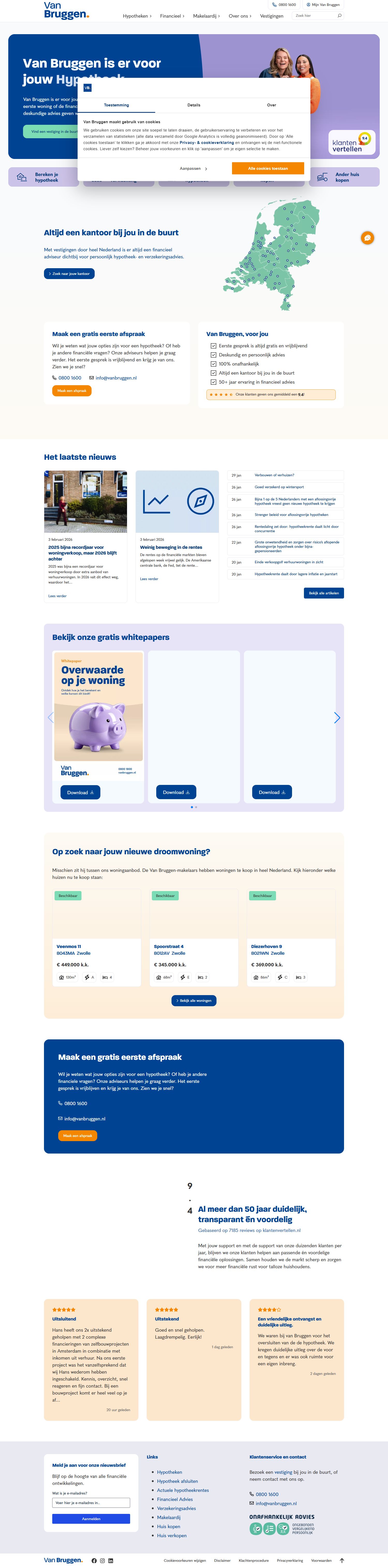 Screenshot van de website van www.vanbruggen.nl