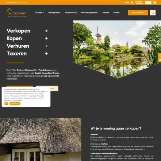 Screenshot van de website van www.vancasteren.nl