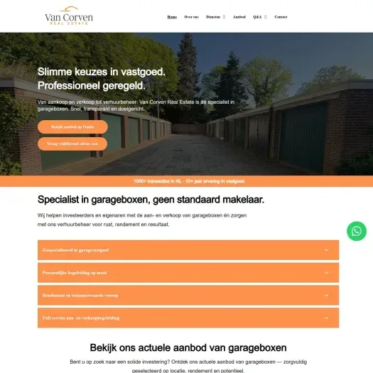 Screenshot van de website van vancorven-realestate.com
