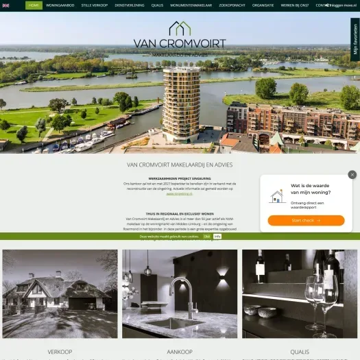 Screenshot van de website van www.vancromvoirt.nl