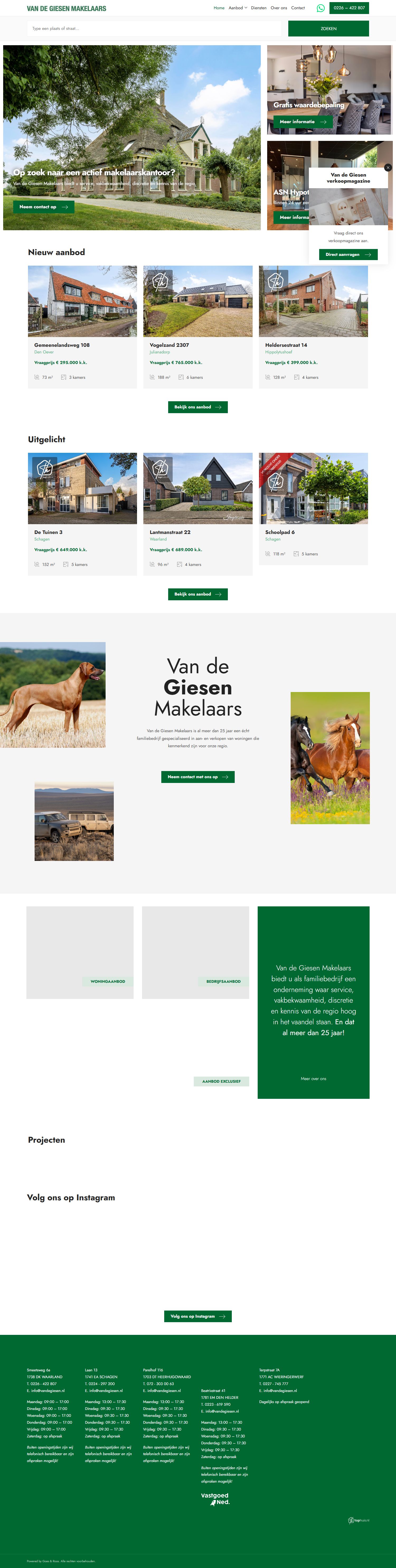 Screenshot der Website von www.vandegiesen.nl