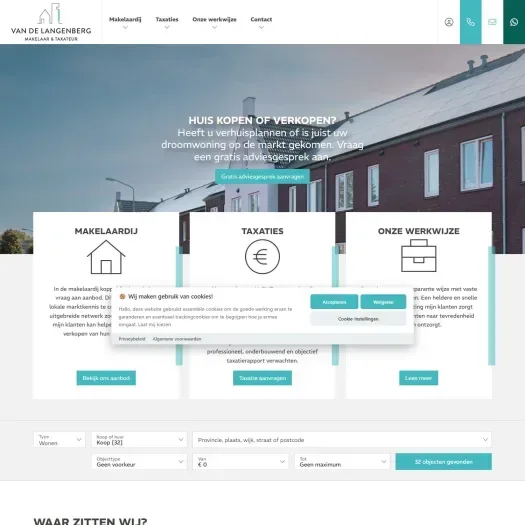 Screenshot of the website of www.vandelangenbergmakelaardij.nl