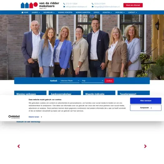 Screenshot of the website of www.riddermakelaars.nl