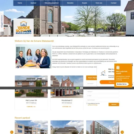Screenshot of the website of www.vandeschans.nl