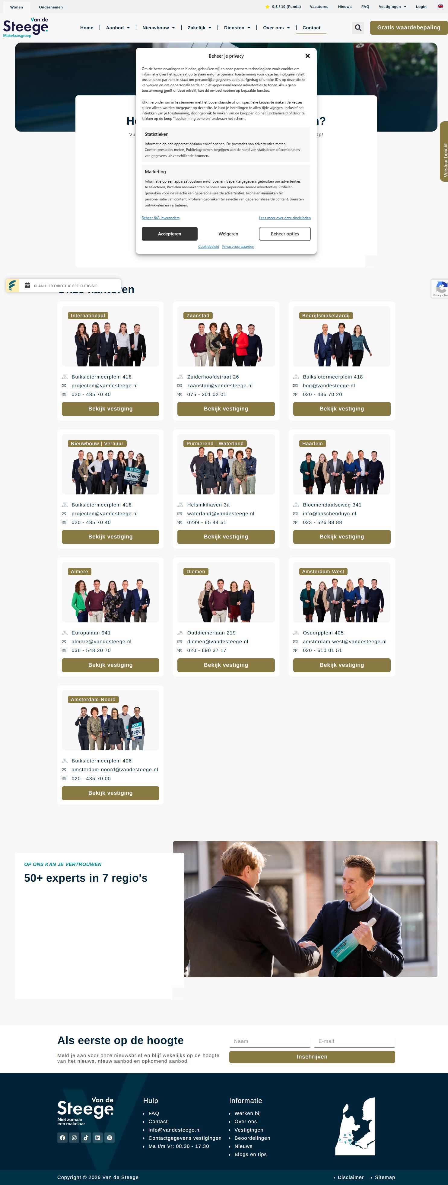 Screenshot der Website von vandesteege.nl
