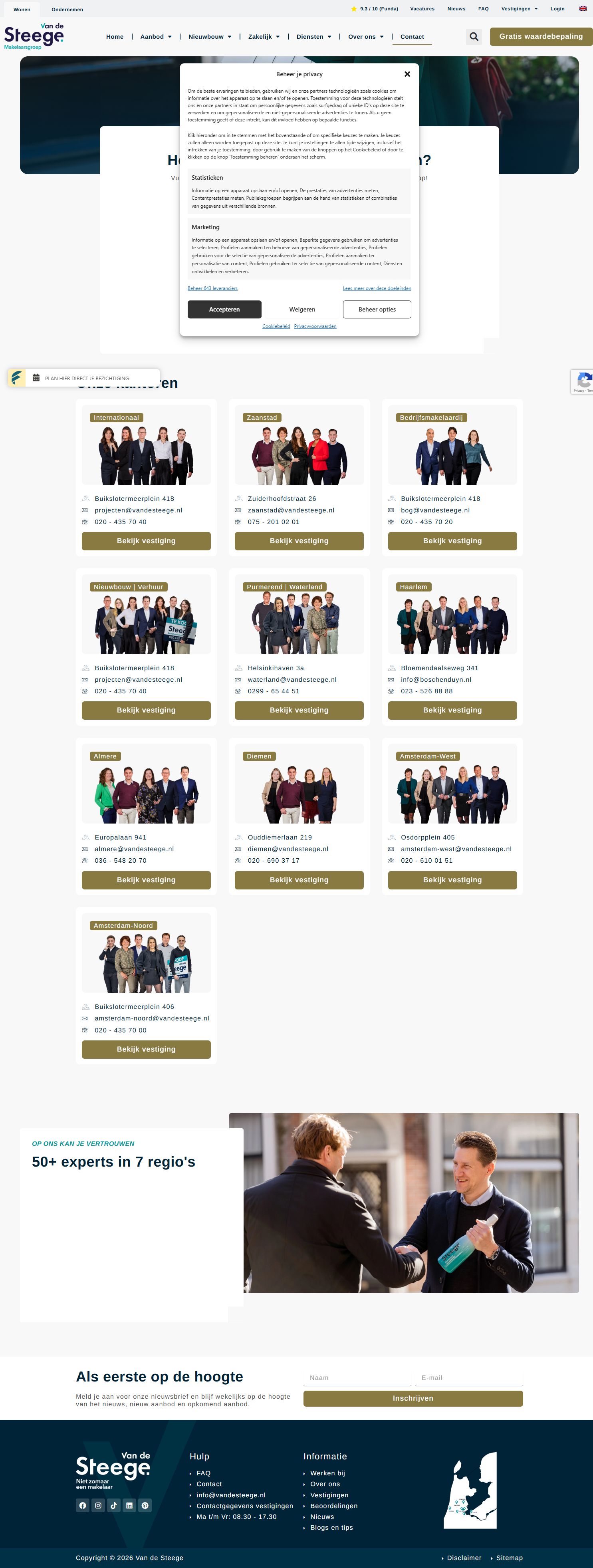 Screenshot of the website of www.vandesteege.nl