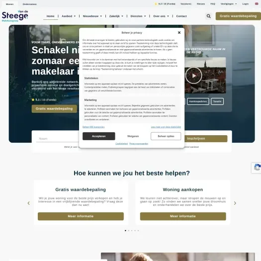 Screenshot van de website van www.vandesteege.nl