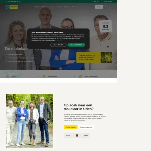 Screenshot of the website of www.vandevengarantiemakelaars.nl