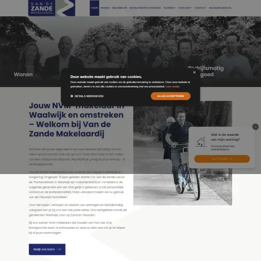Screenshot van de website van www.zande.nl