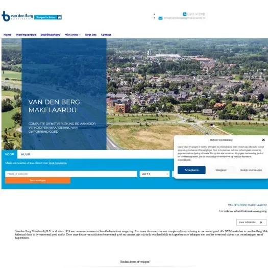 Screenshot der Website von www.vandenbergmakelaardij.nl