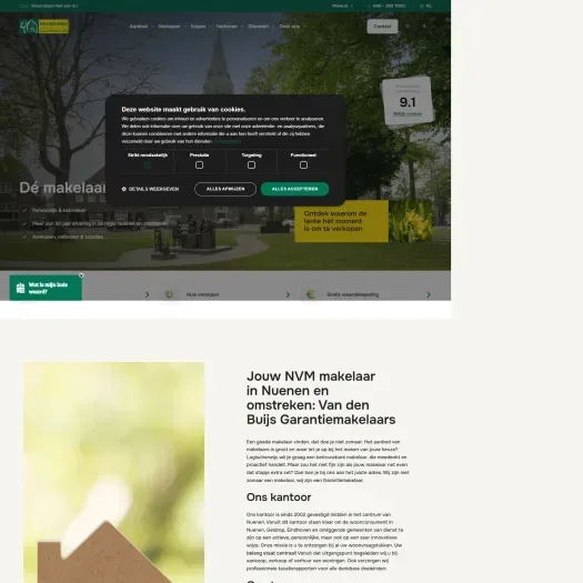 Screenshot van de website van www.vandenbuijsmakelaars.nl