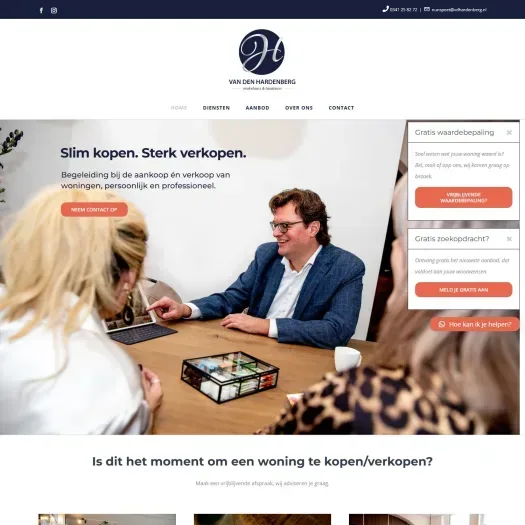 Screenshot van de website van www.vdhardenberg.nl
