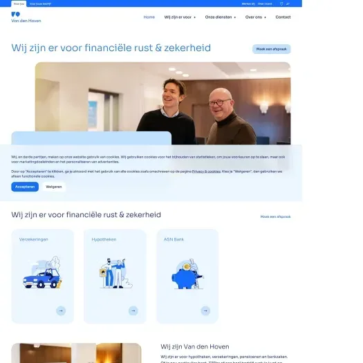 Screenshot van de website van www.vandenhoven.nl