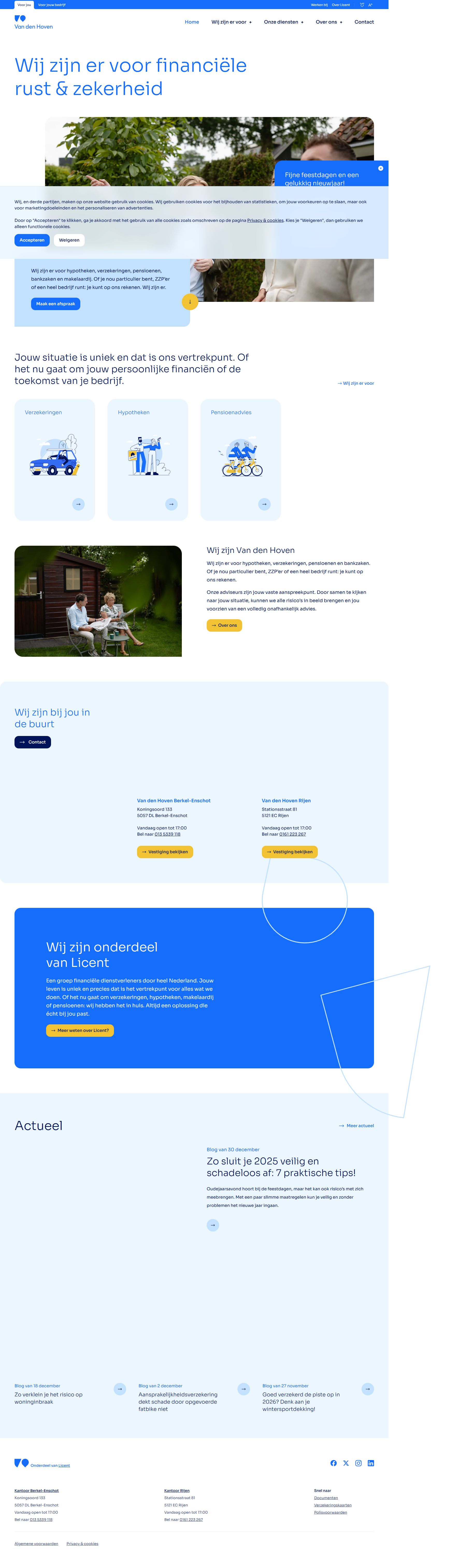 Screenshot of the website of www.vandenhoven.nl