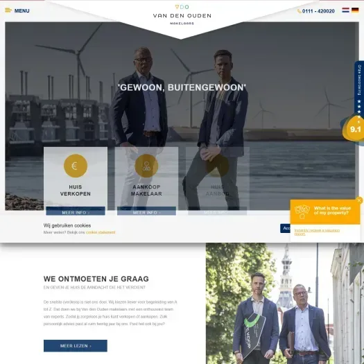 Screenshot van de website van www.vandenouden.nl