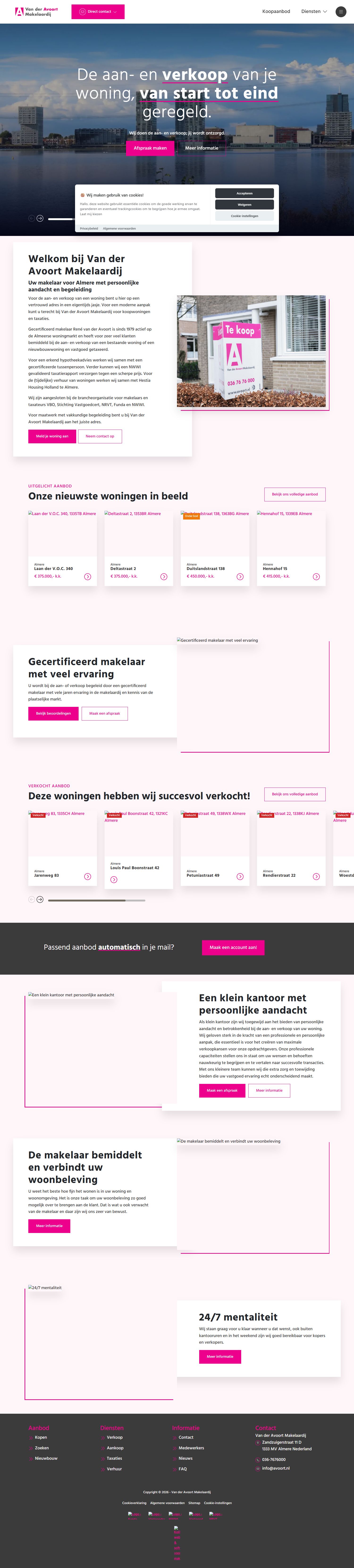 Screenshot of the website of www.avoort.nl