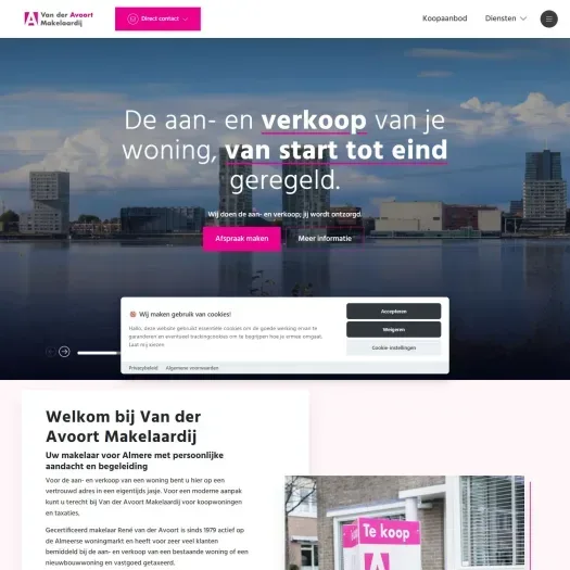 Screenshot van de website van www.avoort.nl