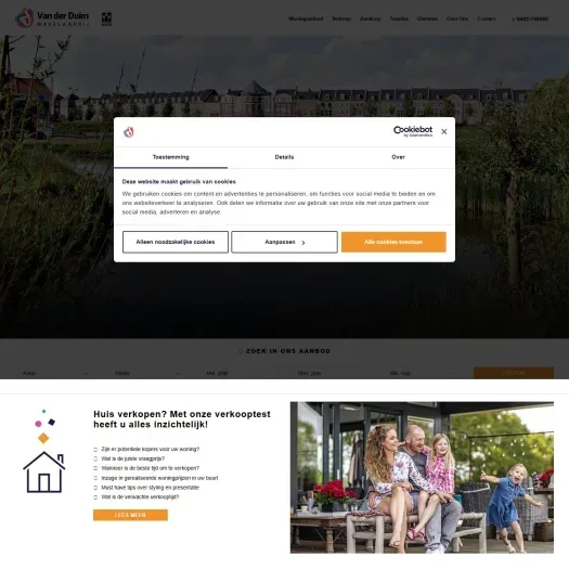 Screenshot van de website van www.vanderduimmakelaardij.nl