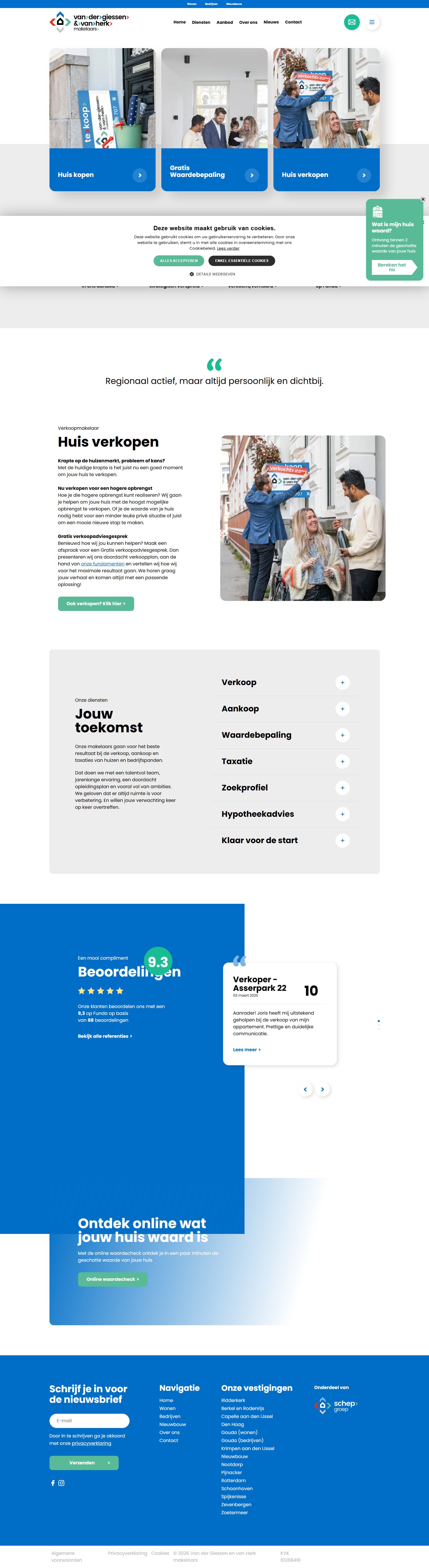 Screenshot of the website of www.vandergiessenenvanherk.nl