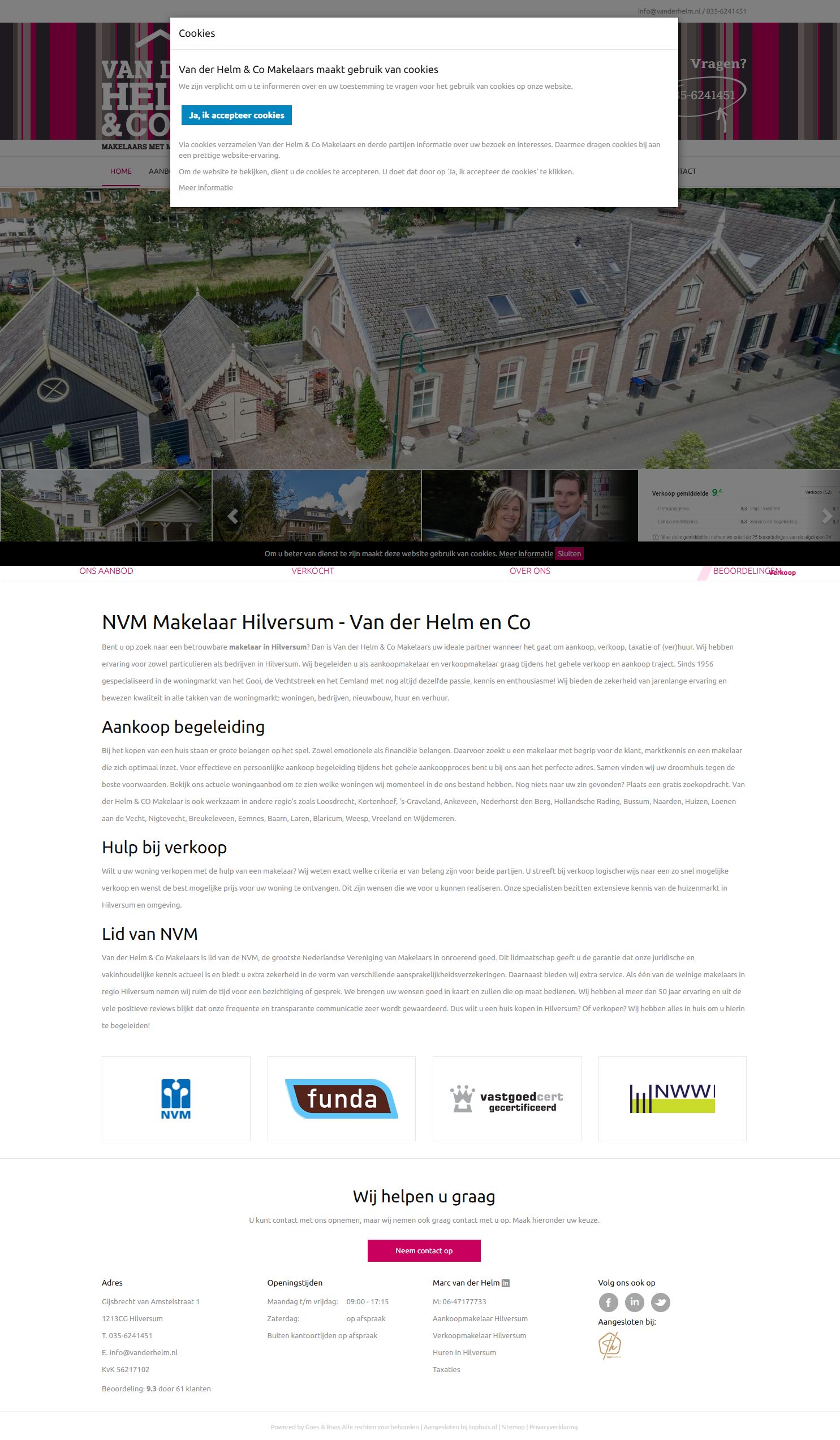 Screenshot der Website von www.vanderhelm.nl