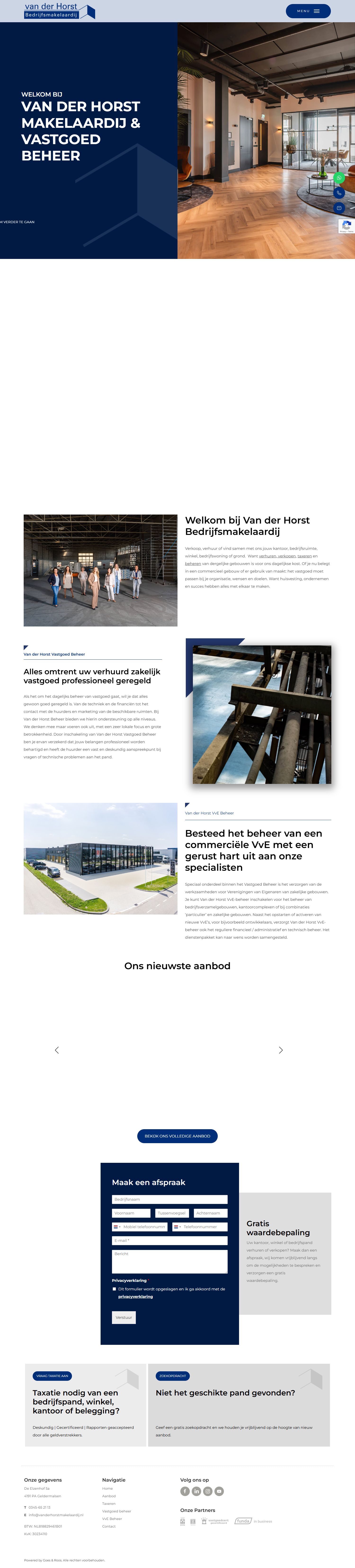 Screenshot der Website von www.vanderhorstmakelaardij.nl