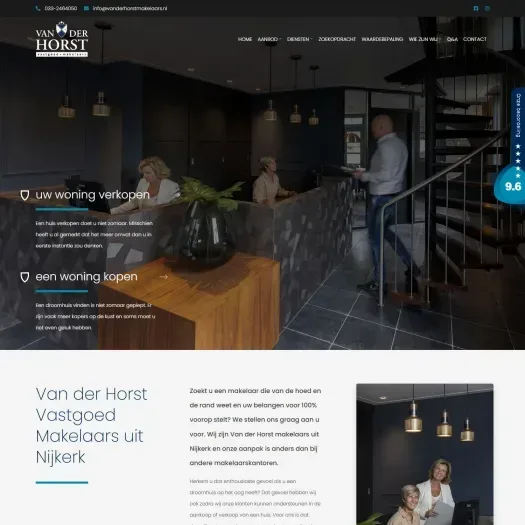 Screenshot van de website van www.vanderhorstmakelaars.nl