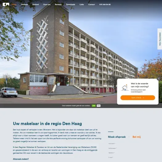 Screenshot van de website van www.vdkallen.nl