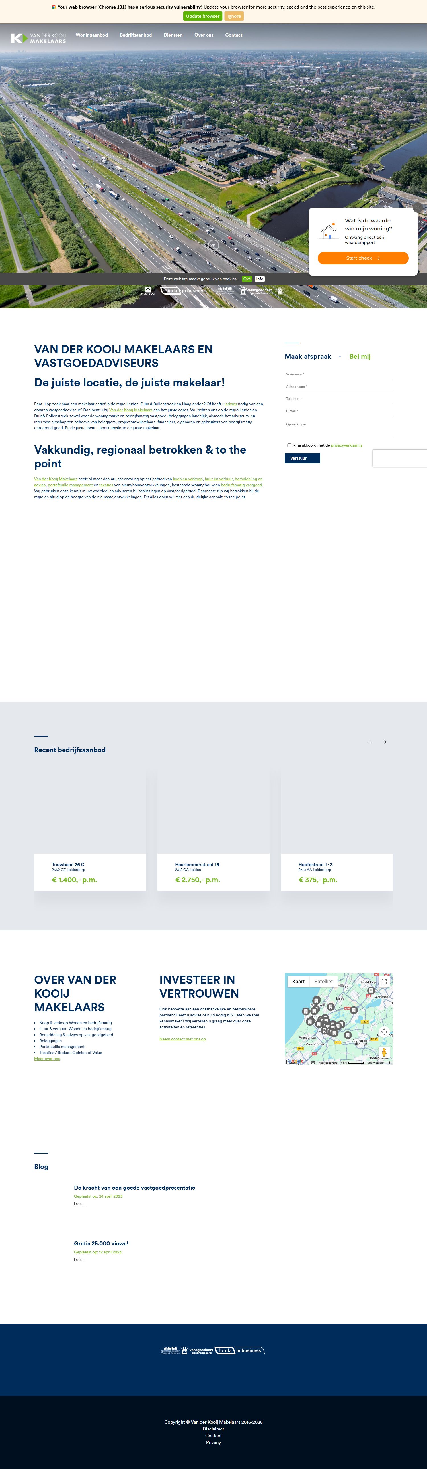 Screenshot der Website von www.vanderkooijmakelaars.nl