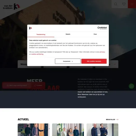 Screenshot of the website of www.krabben.nl