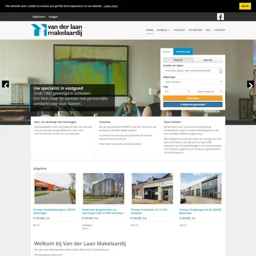 Screenshot of the website of www.laanmakelaardij.nl