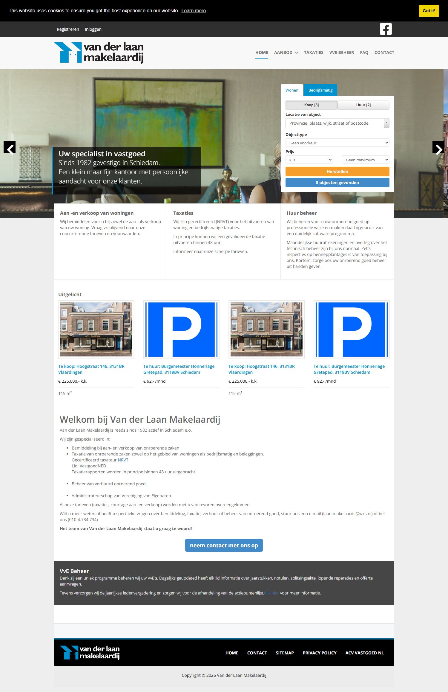 Screenshot van de website van www.laanmakelaardij.nl