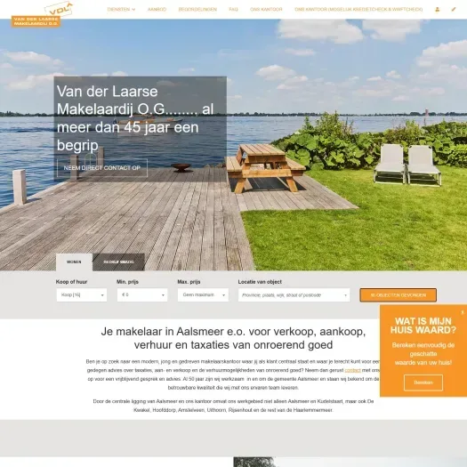 Screenshot van de website van www.vanderlaarse-makelaardij.nl