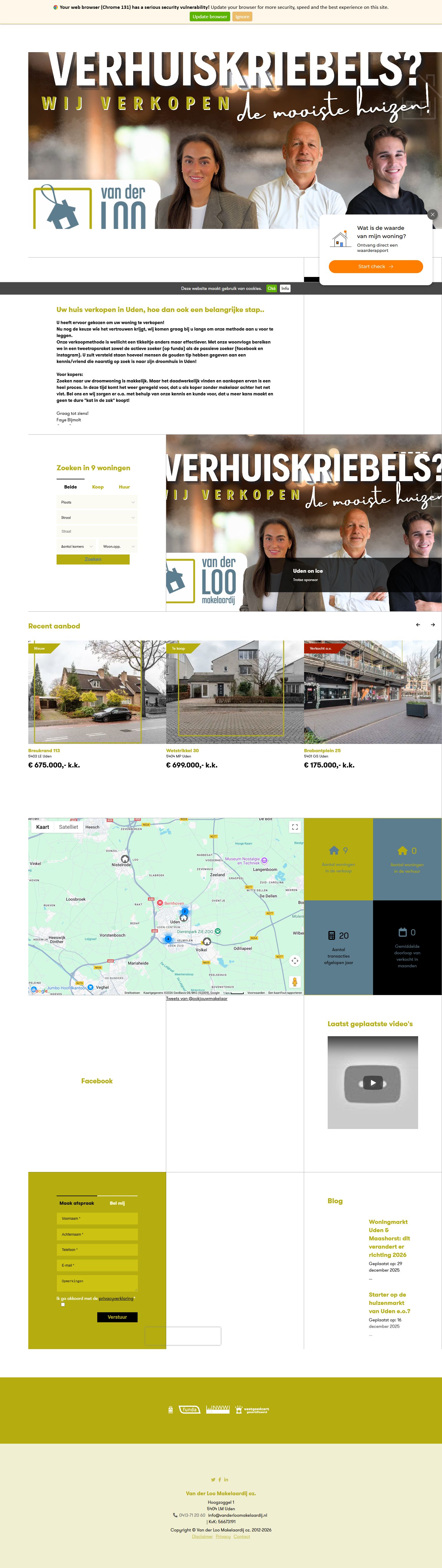 Screenshot der Website von www.vanderloomakelaardij.nl