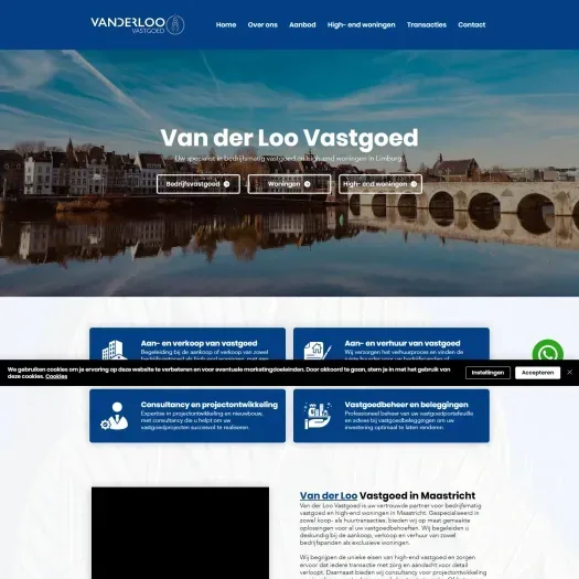 Screenshot van de website van www.vanderloovastgoed.nl