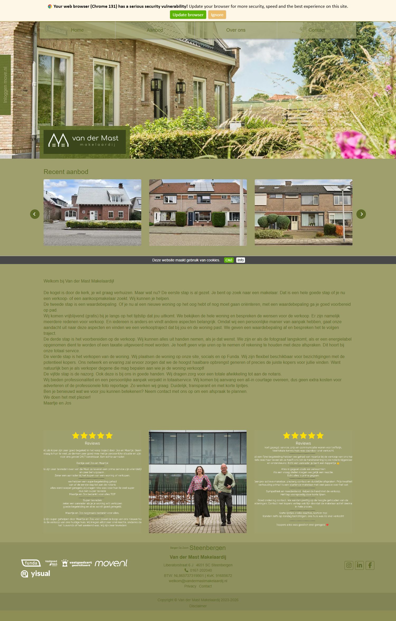 Screenshot der Website von www.vandermastmakelaardij.nl