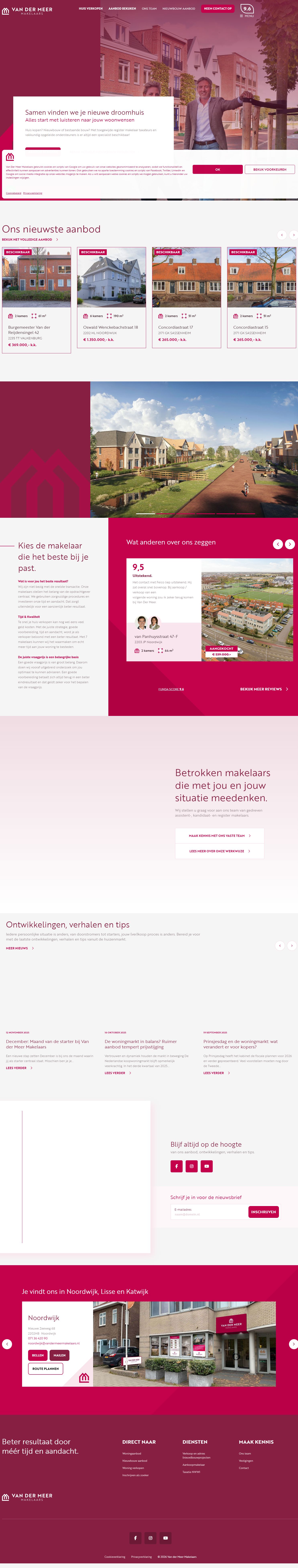 Screenshot of the website of www.vandermeermakelaars.nl