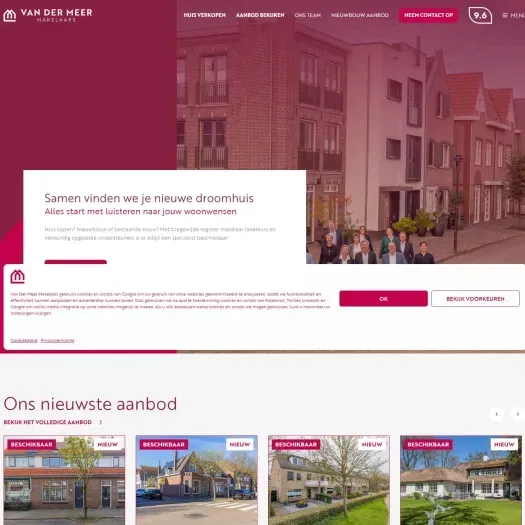 Screenshot der Website von www.vandermeermakelaars.nl